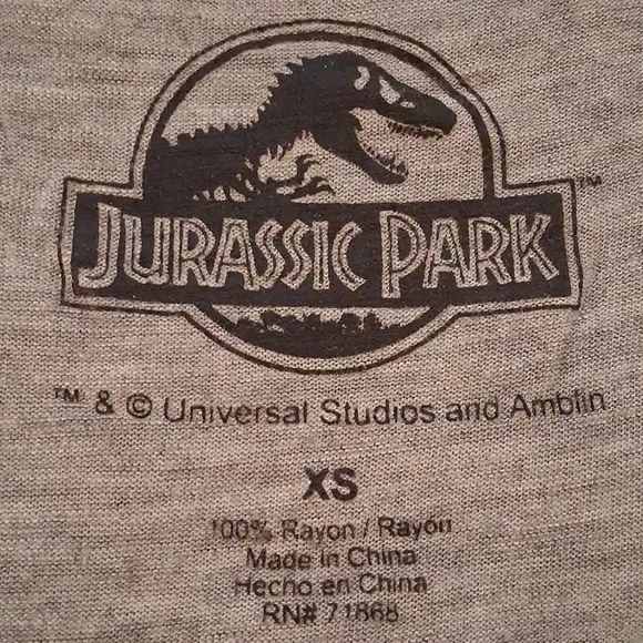 Jurassic Park Racerback Cropped Tank Top with Reflective Neon Rainbow Design - Picture 2 of 4